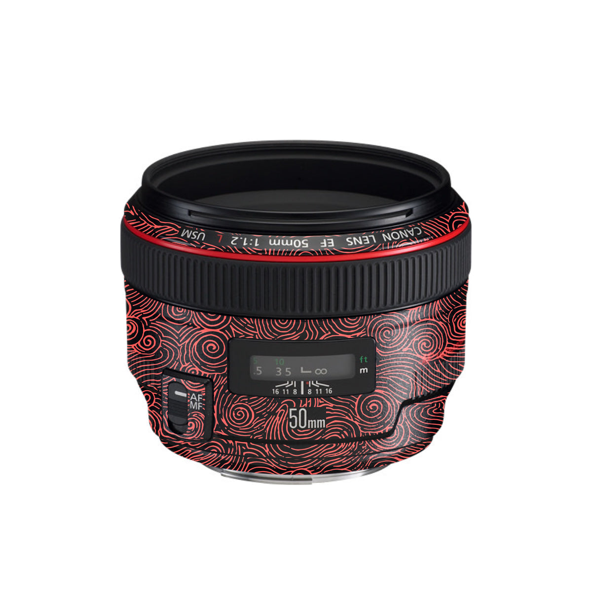 Red Spirals Canon EF 50mm F/1.2 L USM Camera Lens Skin