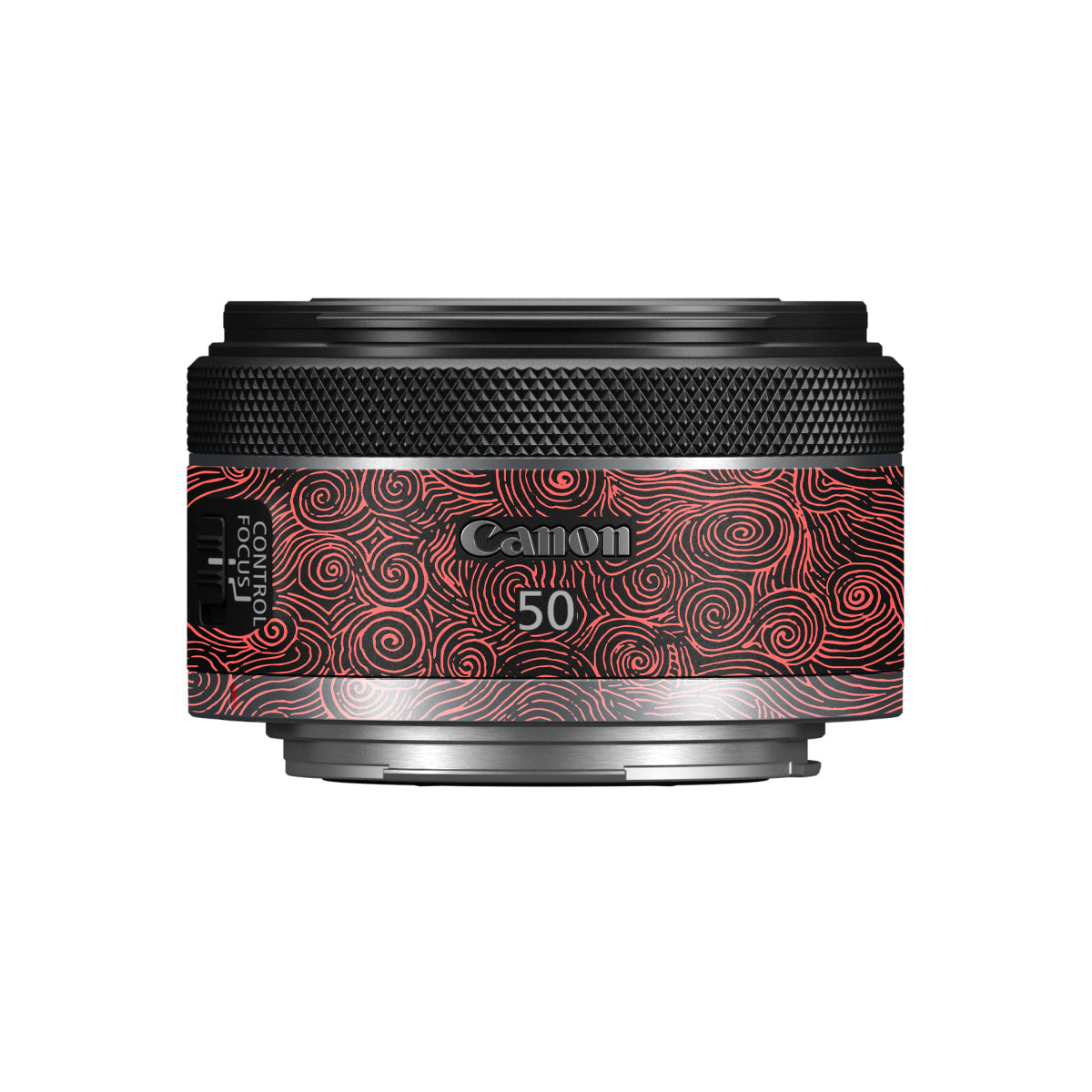 Red Spirals Canon RF 50mm F/1.8 STM Camera Lens Skin