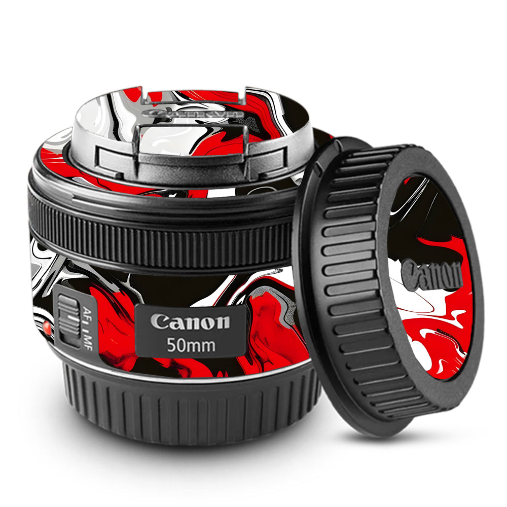 Scarlet and White Motion Canon EF 50mm f/1.8 STM Camera Lens Skin