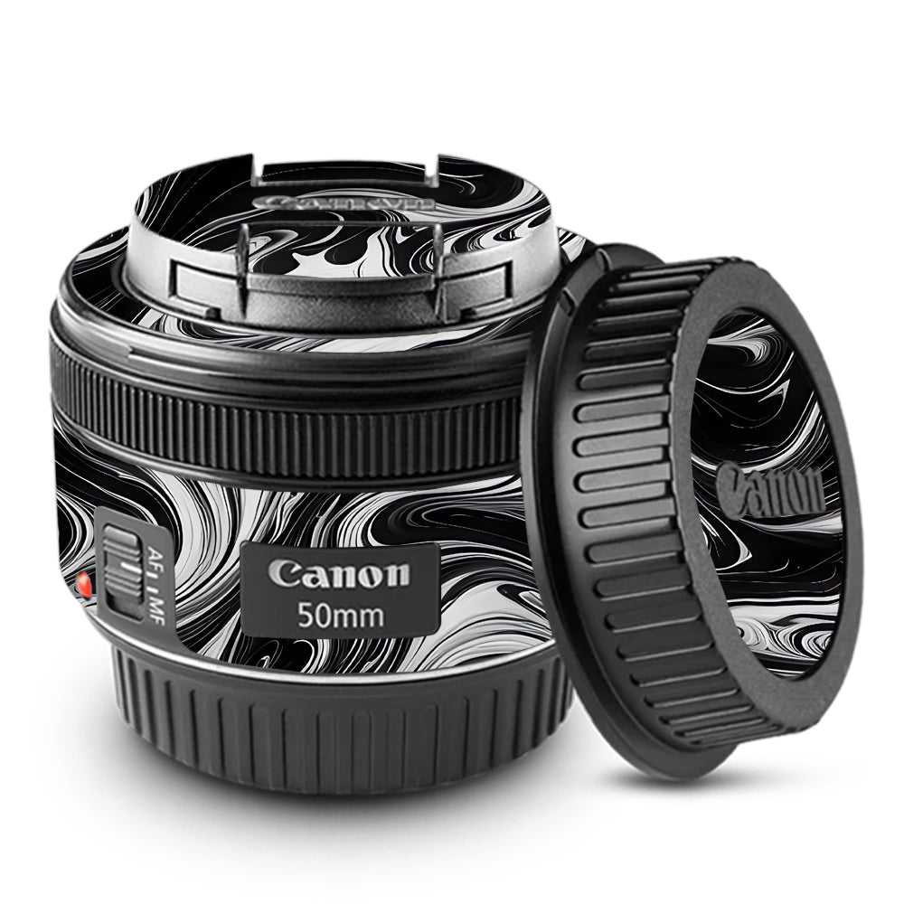Black and White Marble Canon 50mm Camera Lens Skin
