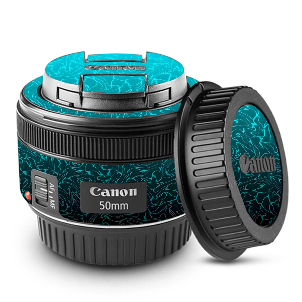 Cyan Blue to Black Gradient Canon 50mm Camera Lens Skin