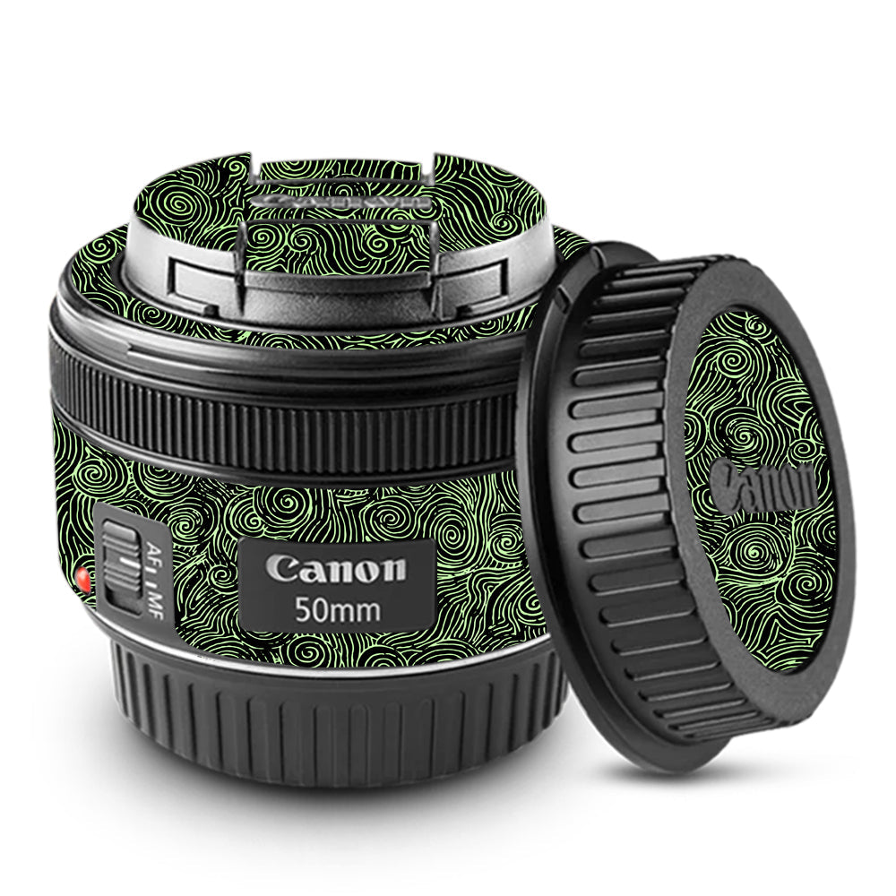 Green Spirals Canon 50mm Camera Lens Skin