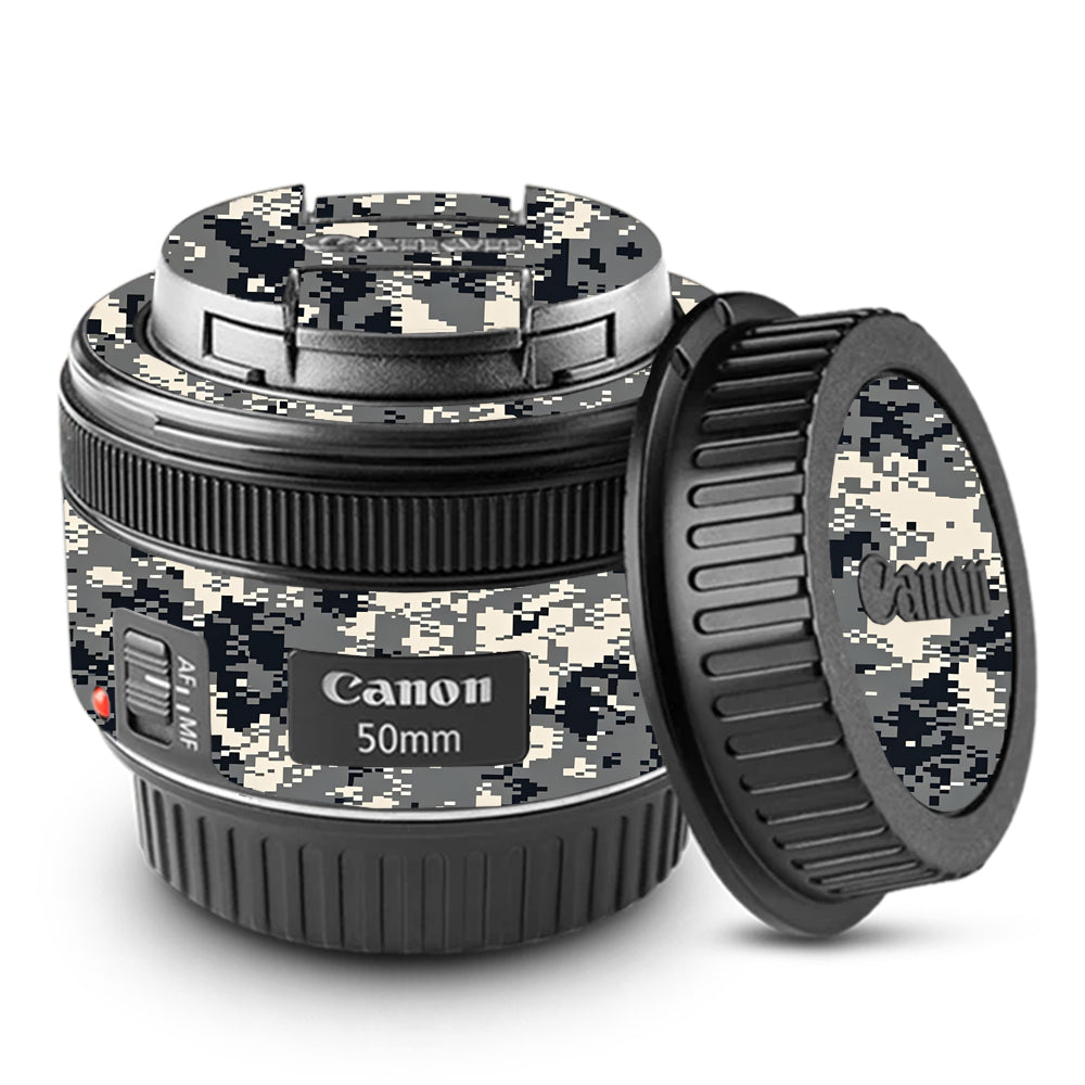 Grey Black Pixel Canon 50mm Camera Lens Skin