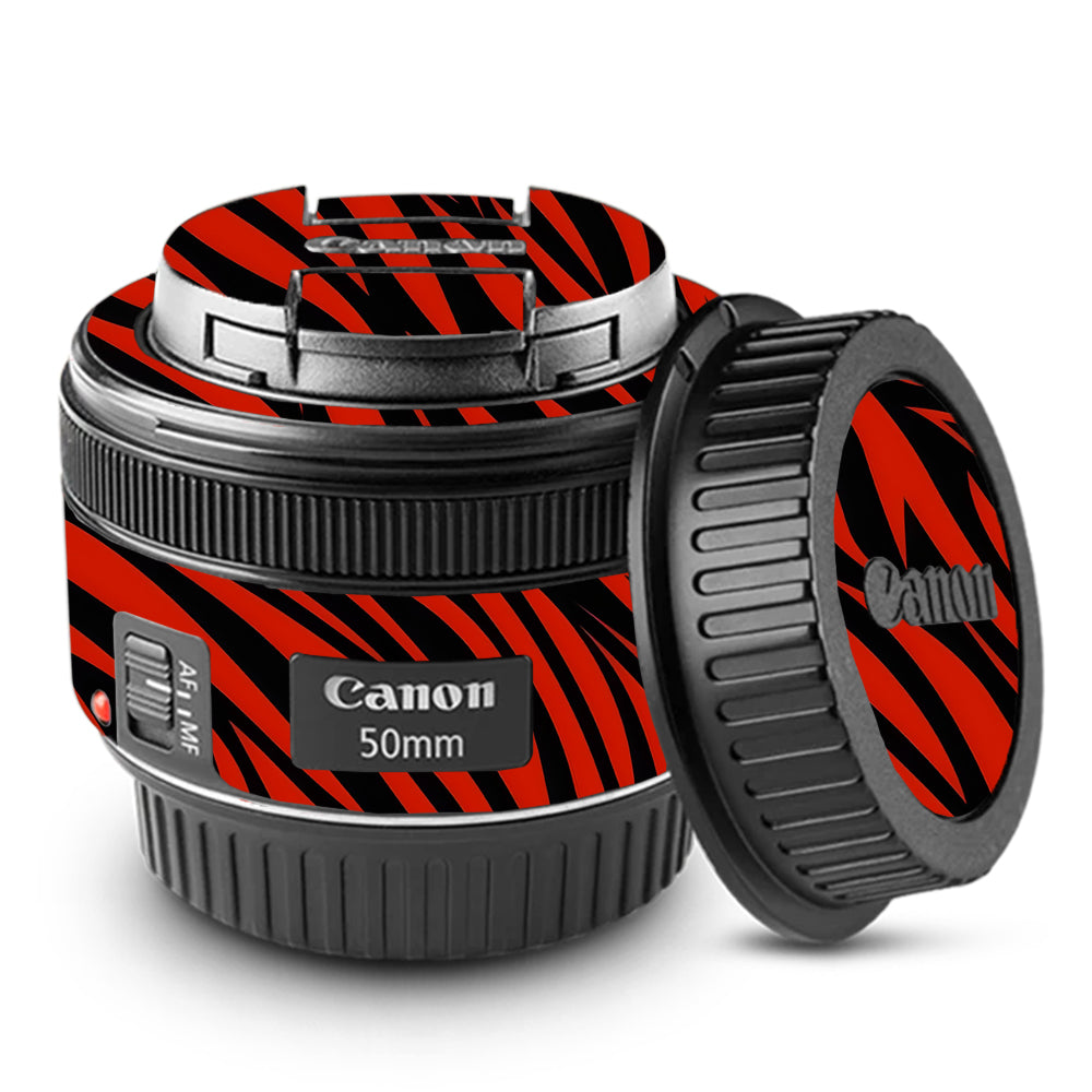 Red and Black Stripes Canon 50mm Camera Lens Skin