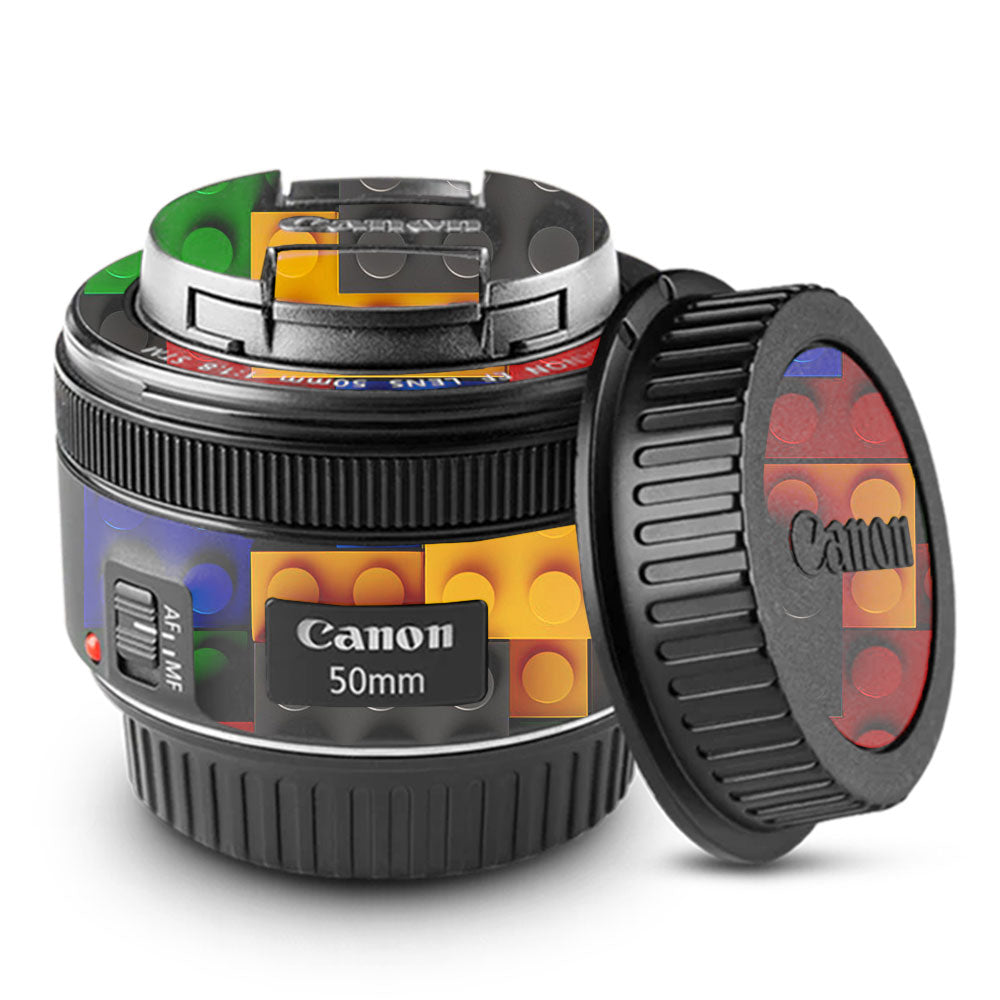 Colorful LEGO Brick Wall Pattern Canon EF 50mm f/1.8 STM Camera Lens Skin