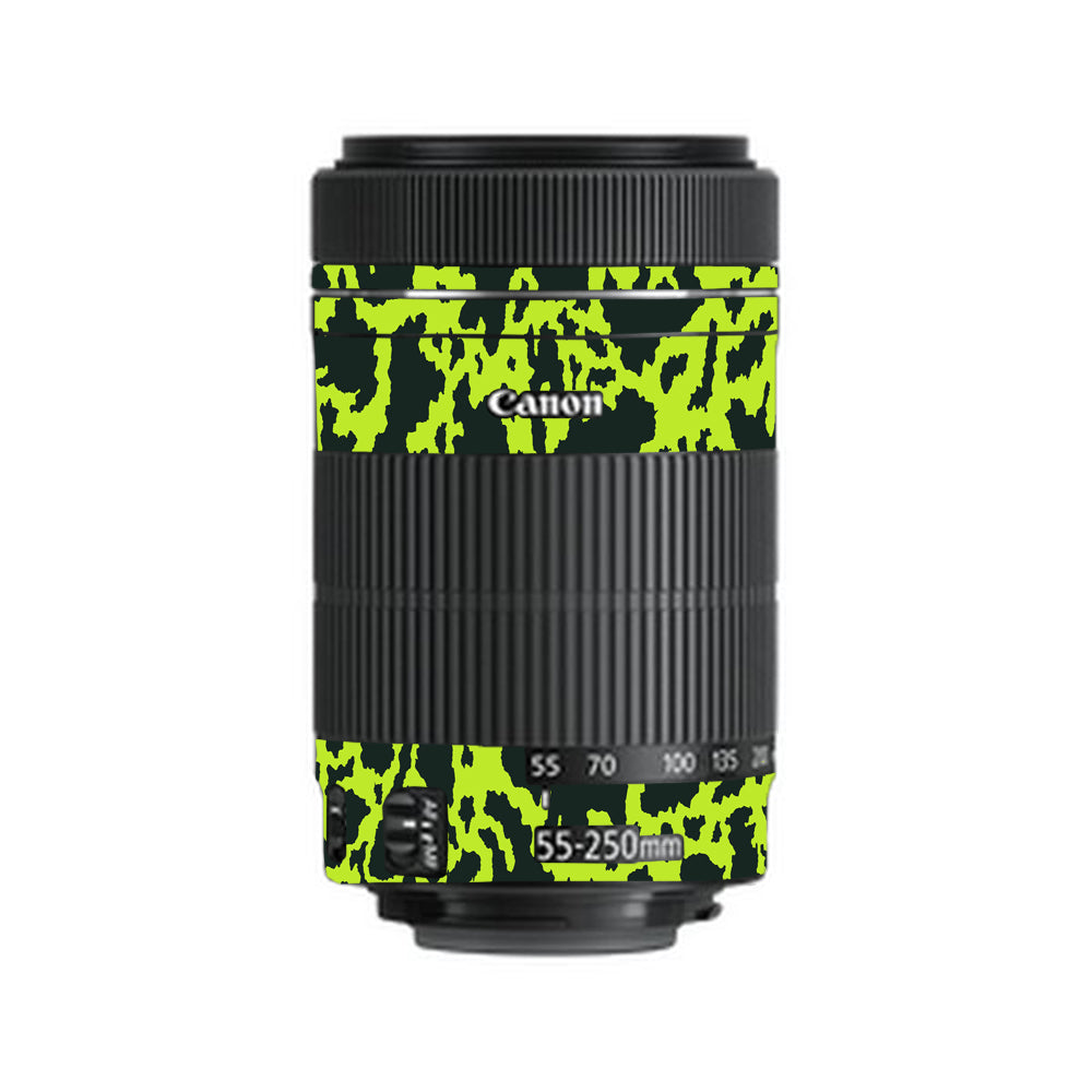 Neon Green Splatter Canon EF-S 55–250mm f/4–5.6 IS STM Camera Lens Skin