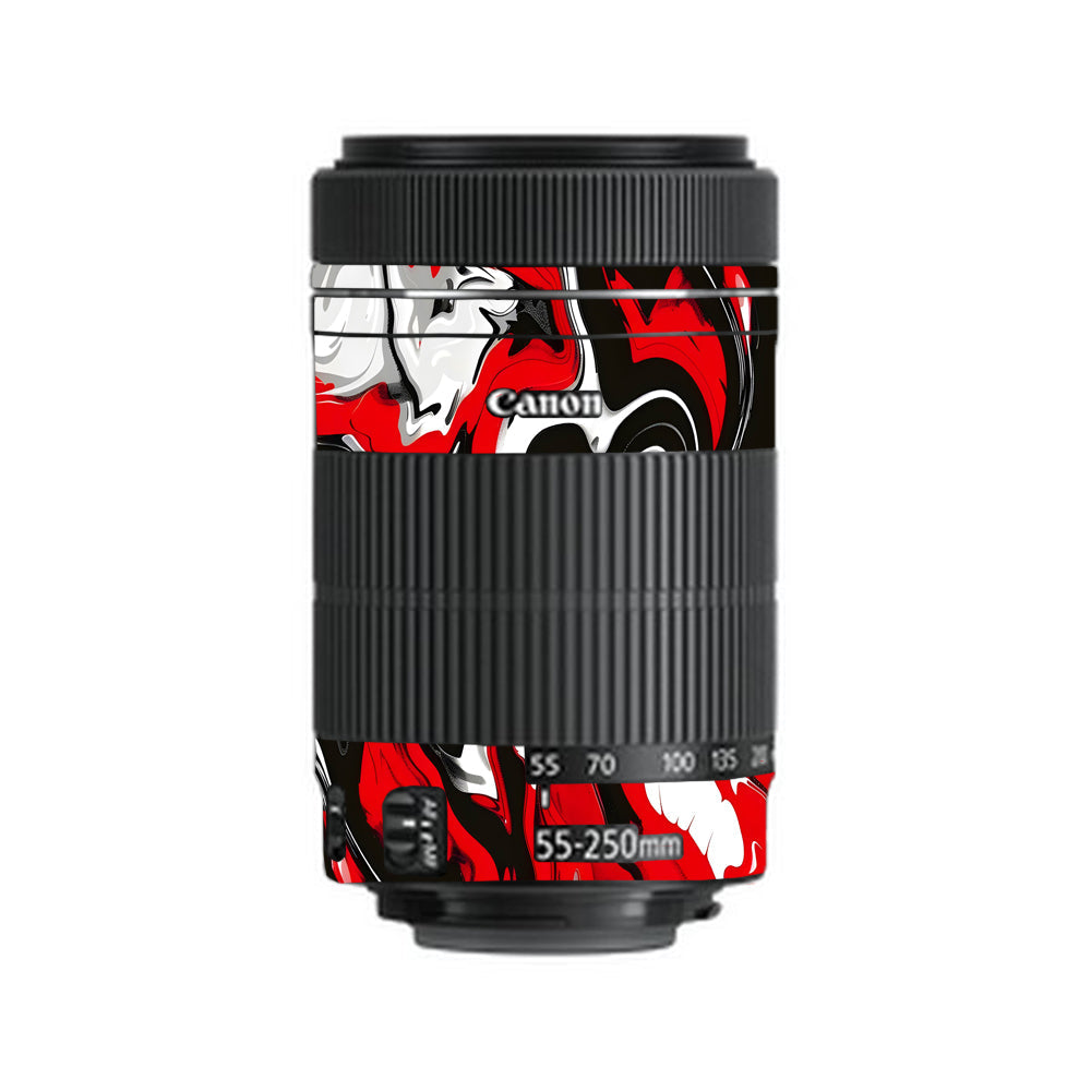Scarlet and White Motion Canon EF-S 55–250mm f/4–5.6 IS STM Camera Lens Skin