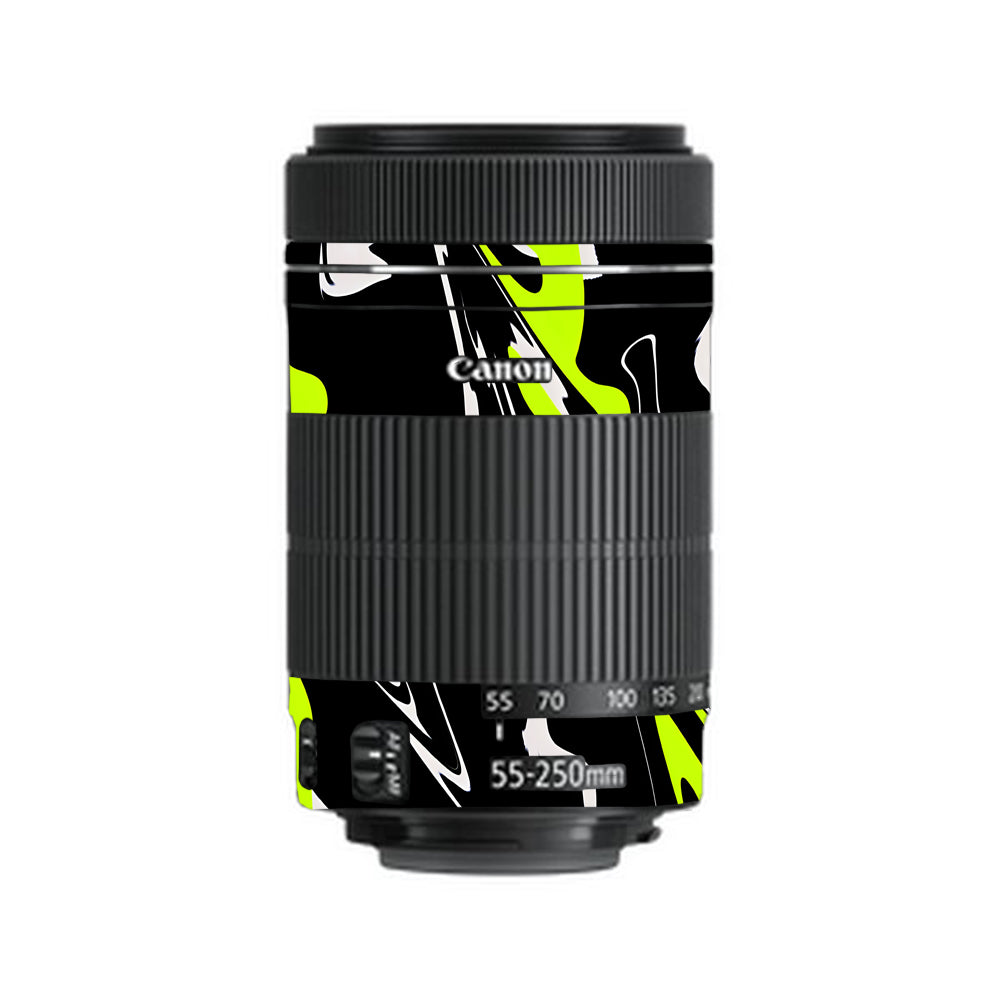 Neon Green and Black Pattern Canon EF-S 55–250mm f/4–5.6 IS STM Camera Lens Skin