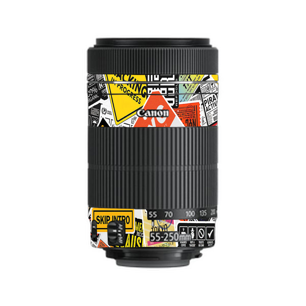 Tech Aesthetic Sticker Collage Canon EF-S 55–250mm f/4–5.6 IS STM Camera Lens Skin