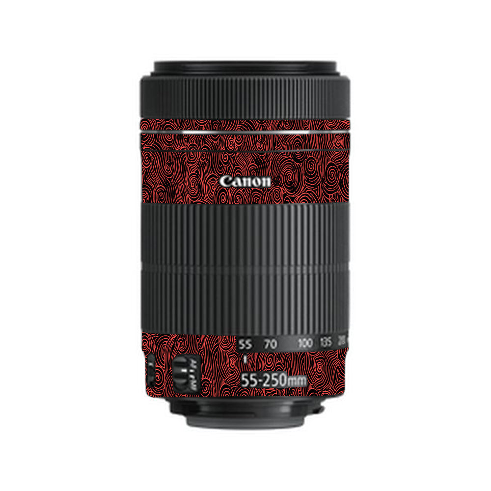 Red Spirals Canon EF-S 55–250mm f/4–5.6 IS STM Camera Lens Skin
