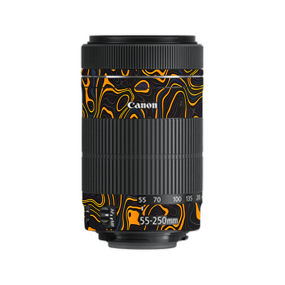 Amber Topographic Waves Canon 55-250mm Camera Lens Skin