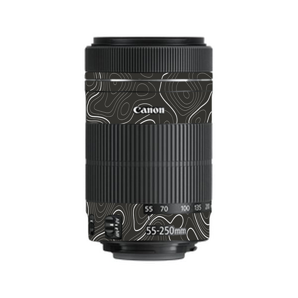 Grayscale Topographic Lines Canon EF-S 55–250mm f/4–5.6 IS STM Camera Lens Skin