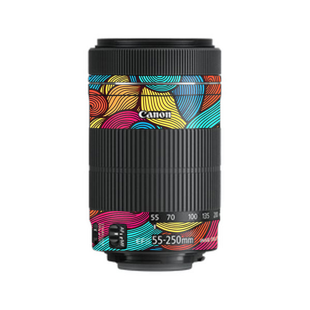 Retro Colorful Doodle Art Pattern Canon EF-S 55–250mm f/4–5.6 IS STM Camera Lens Skin