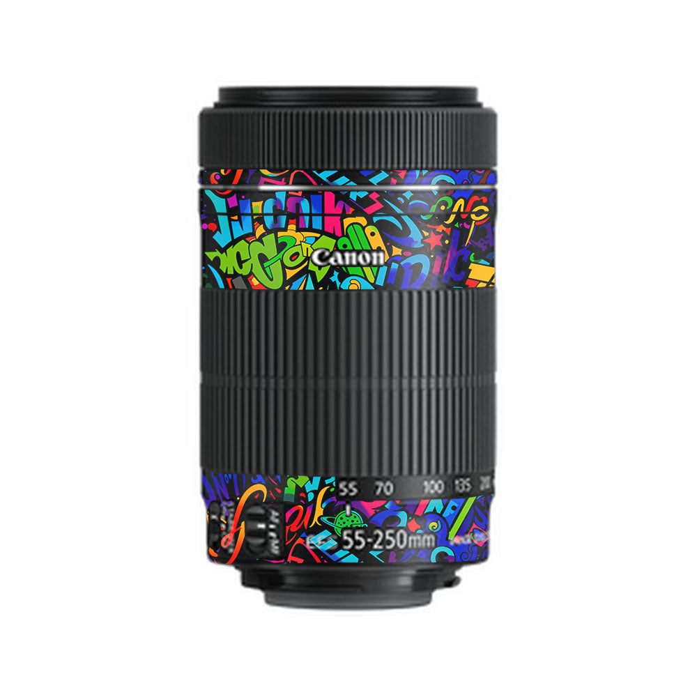 Colorful Urban Street Art Lettering Canon EF-S 55–250mm f/4–5.6 IS STM Camera Lens Skin