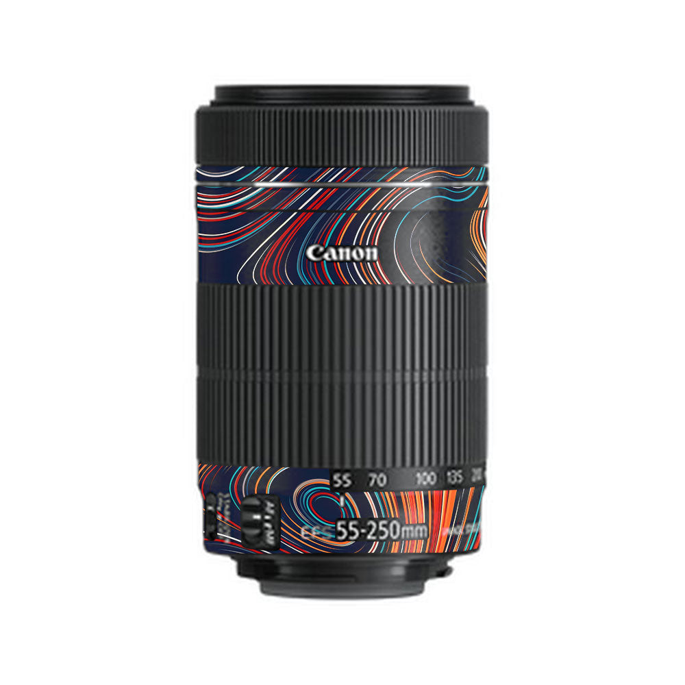 Retro Abstract Striped Swirl Canon EF-S 55–250mm f/4–5.6 IS STM Camera Lens Skin