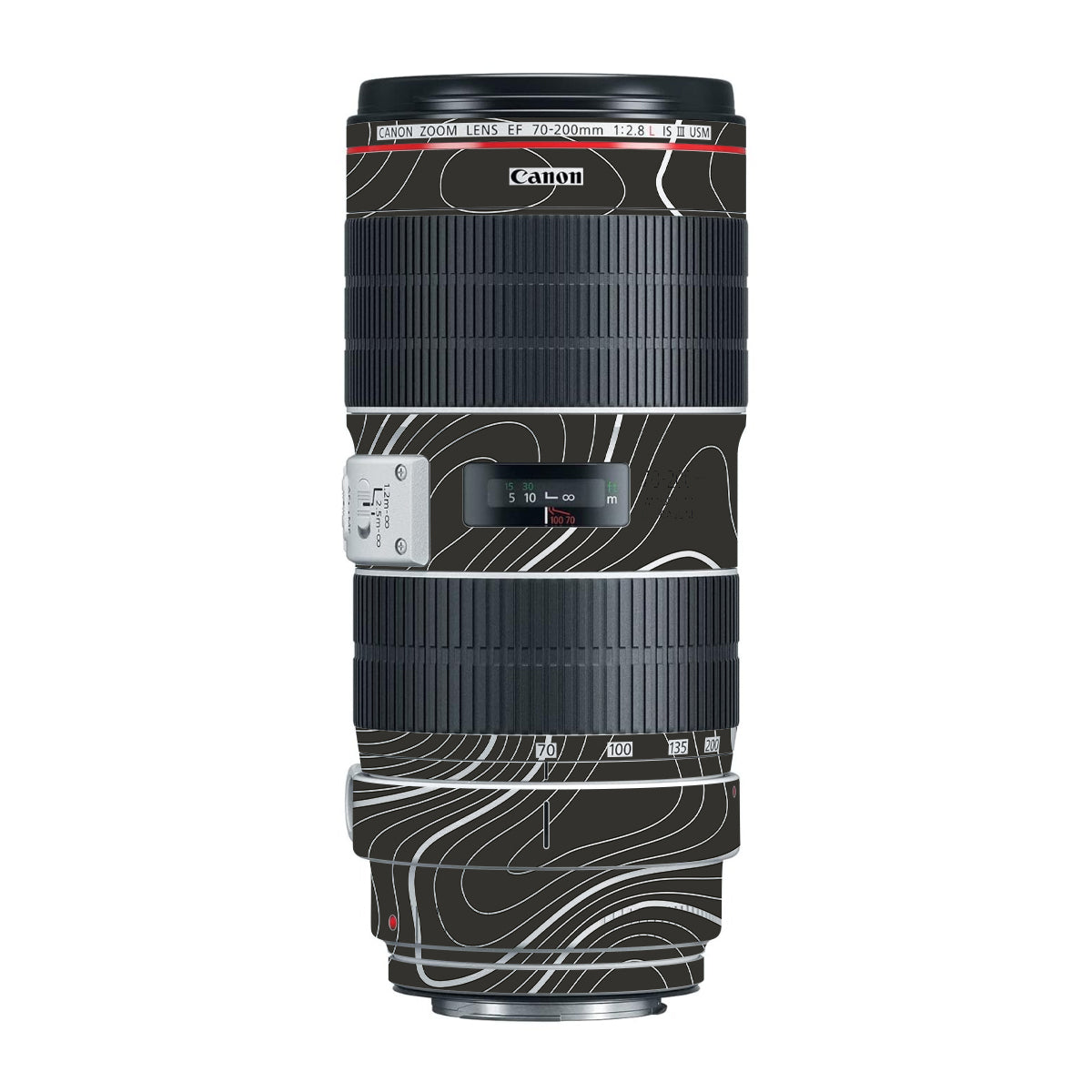 Grayscale Topographic Lines Canon EF 70-200mm F/2.8L IS III USM Camera Lens Skin