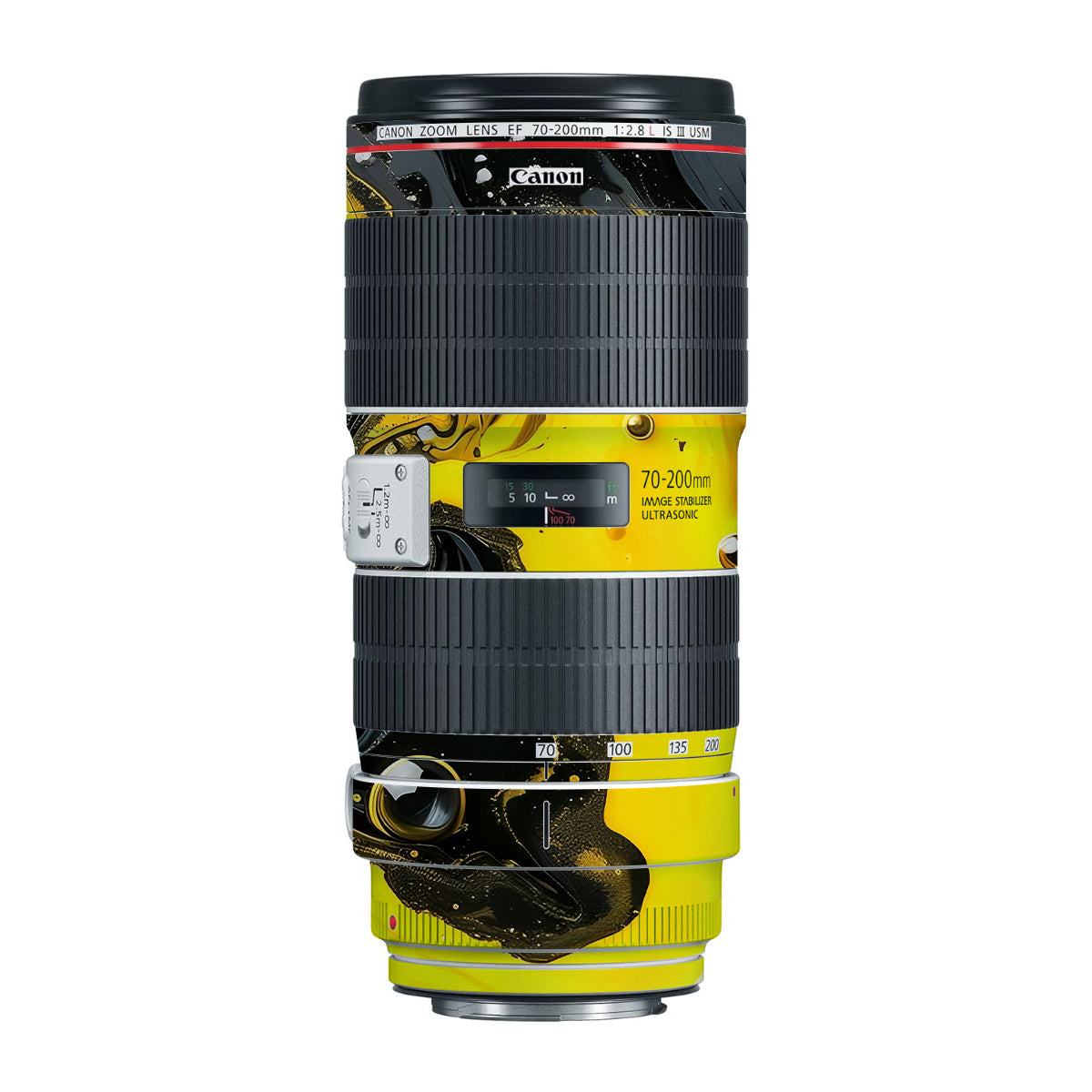 Yellow and Black Paint Swirls Canon EF 70-200mm F/2.8L IS III USM Camera Lens Skin