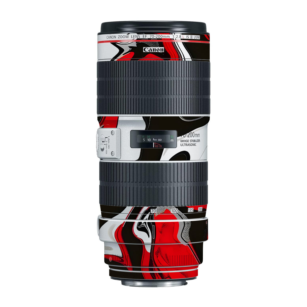Scarlet and White Motion Canon EF 70-200mm F/2.8L IS III USM Camera Lens Skin