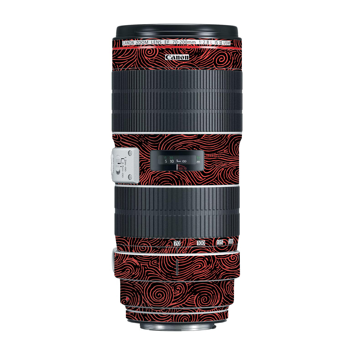 Red Spirals Canon EF 70-200mm F/2.8L IS III USM Camera Lens Skin