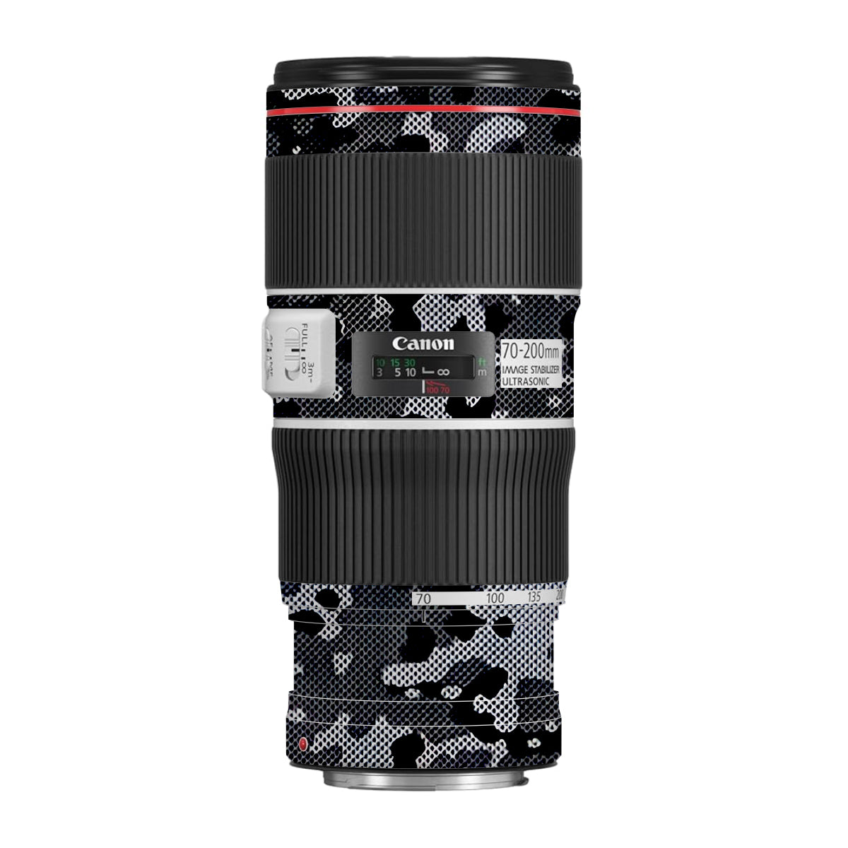 Stealth Grey Camo Canon EF 70-200 F/4L IS II USM Camera Lens Skin