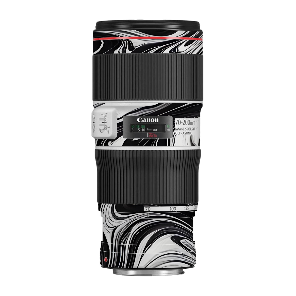 Black and White Marble Canon EF 70-200 F/4L IS II USM Camera Lens Skin