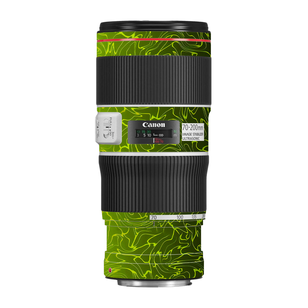 Lime Yellow to Black Gradient Canon EF 70-200 F/4L IS II USM Camera Lens Skin