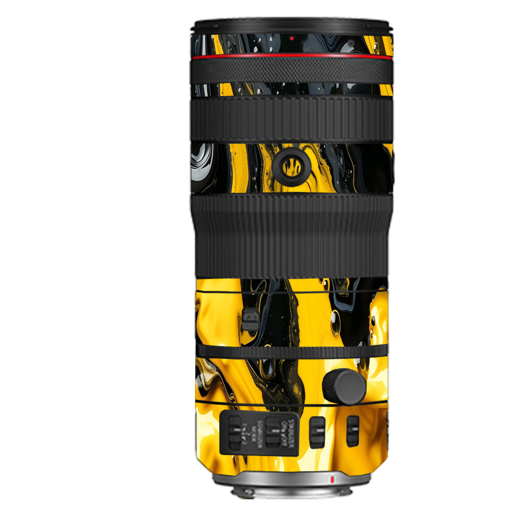 Yellow and Black Paint Swirls Canon 70-200mm Camera Lens Skin