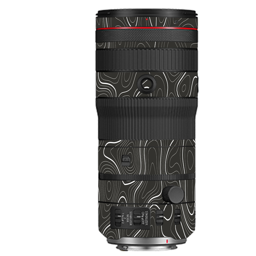 Grayscale Topographic Lines Canon 70-200mm Camera Lens Skin