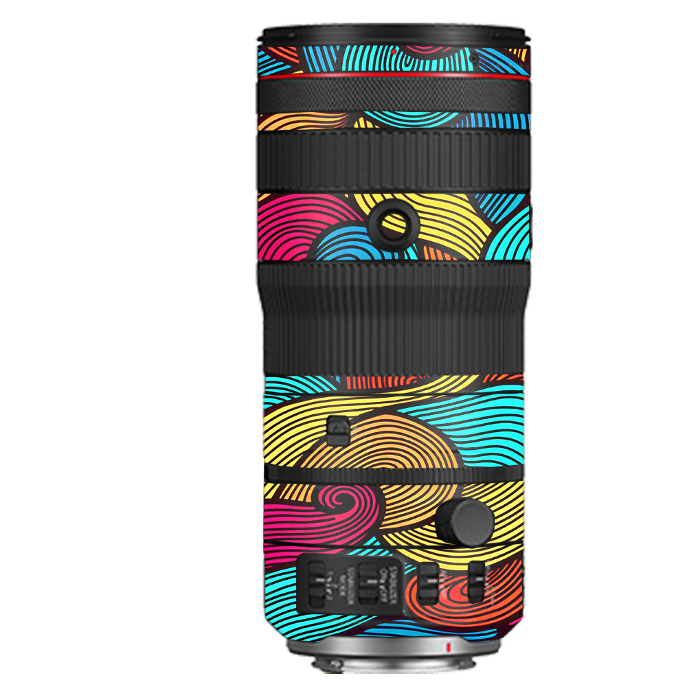 Retro Colorful Doodle Art Pattern Canon RF 70–200mm f/2.8 L IS USM Camera Lens Skin