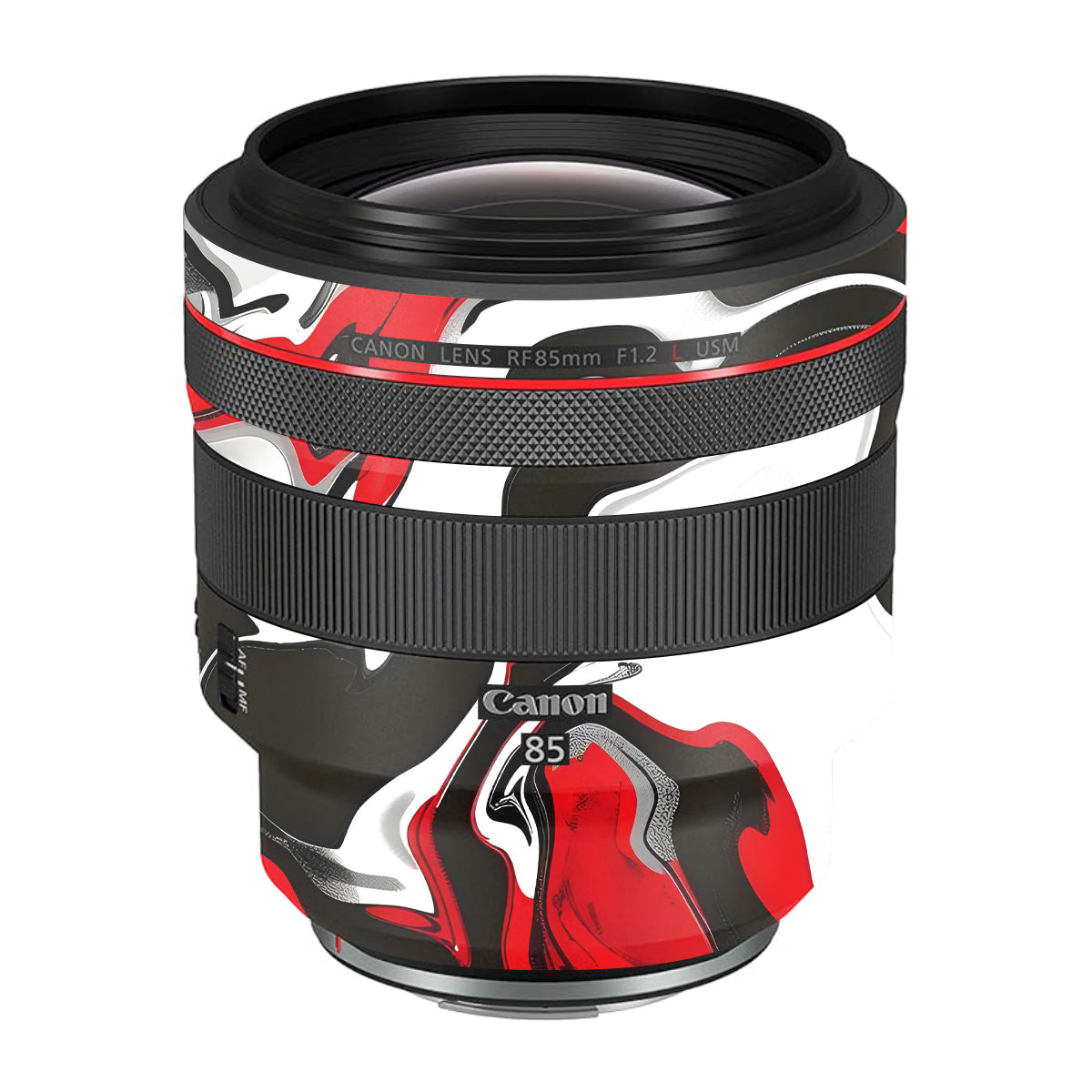 Scarlet and White Motion Canon RF 85mm F/1.2L USM Camera Lens Skin