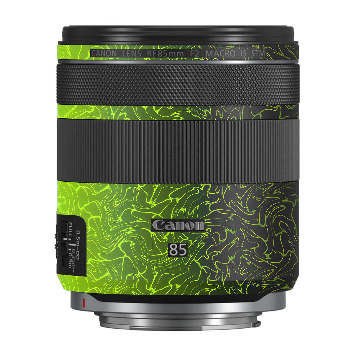 Lime Yellow to Black Gradient Canon RF 85mm F/2 Macro IS STM Camera Lens Skin