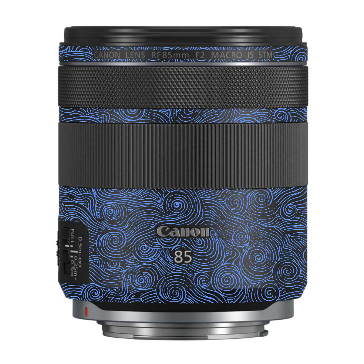 Blue Spirals Canon RF 85mm F/2 Macro IS STM Camera Lens Skin