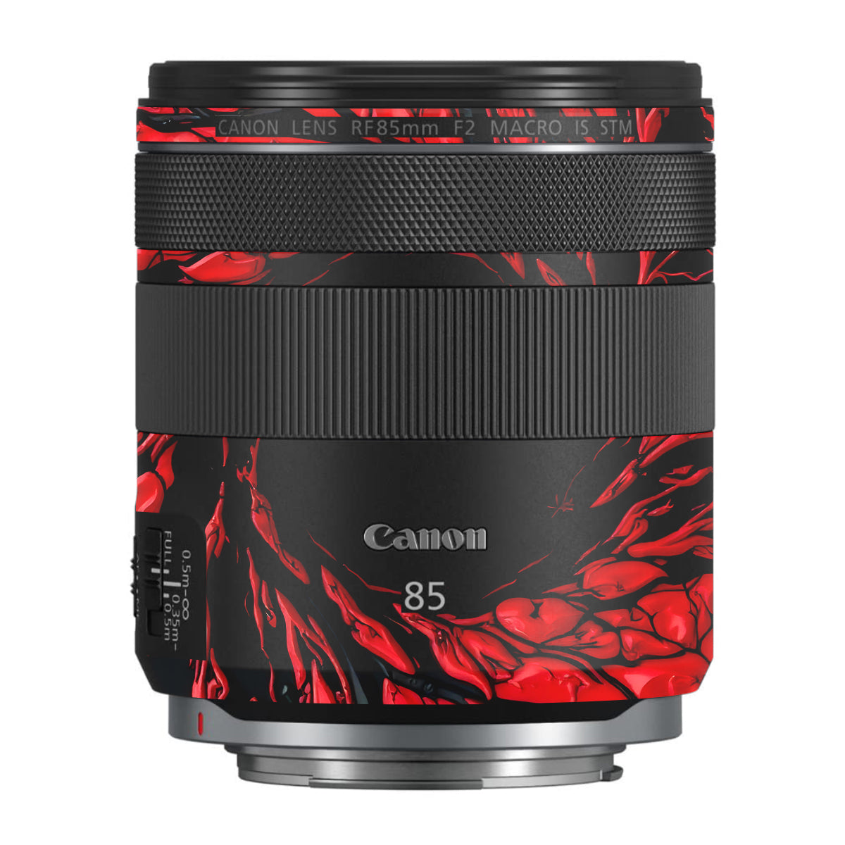 Venom Red Canon RF 85mm F/2 Macro IS STM Camera Lens Skin
