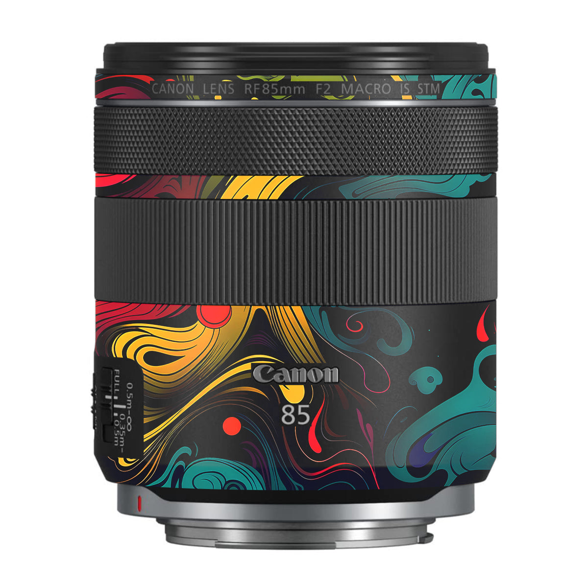 Psychedelic Color Swirl Canon RF 85mm F/2 Macro IS STM Camera Lens Skin