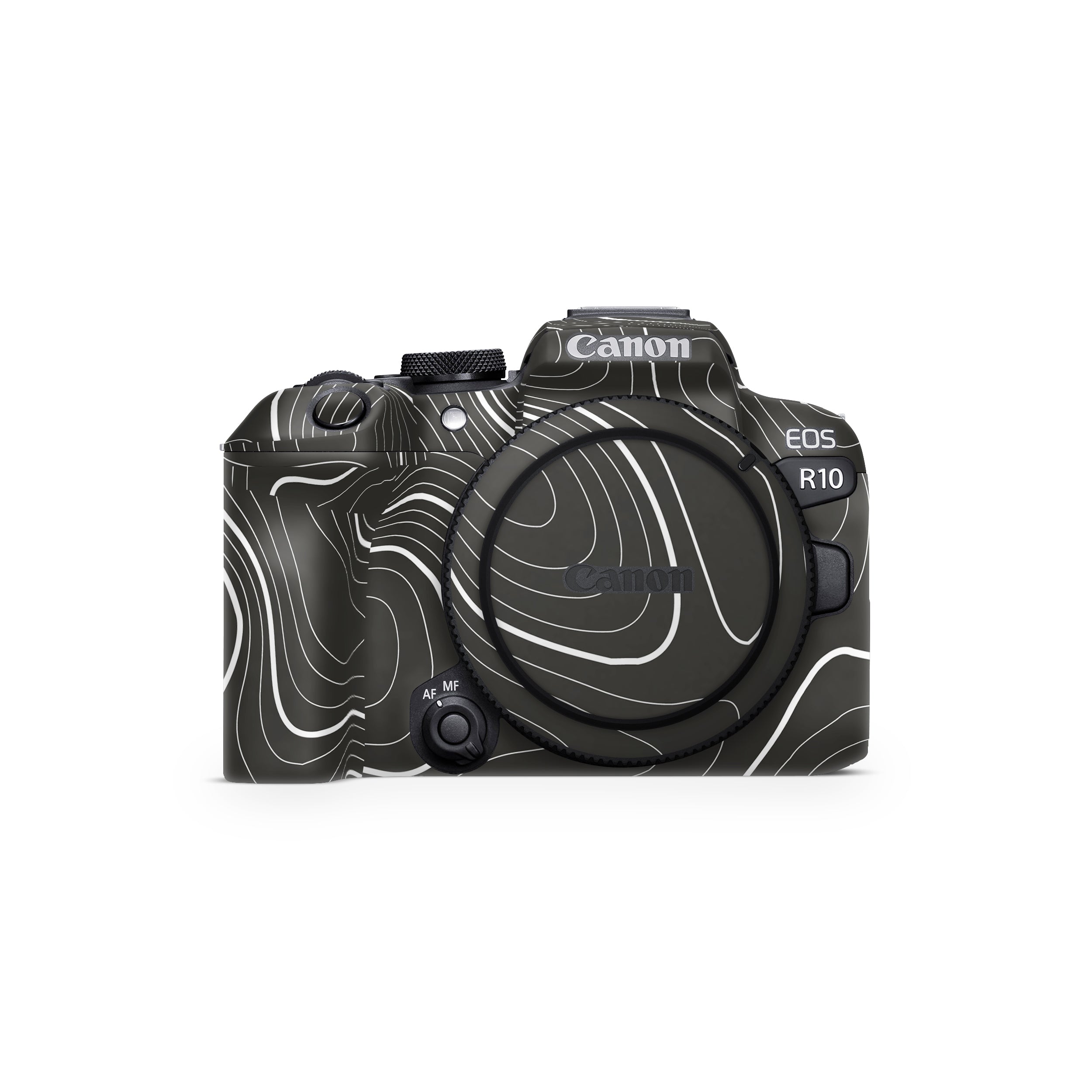 Grayscale Topographic Lines Canon EOS R10 Camera Skin