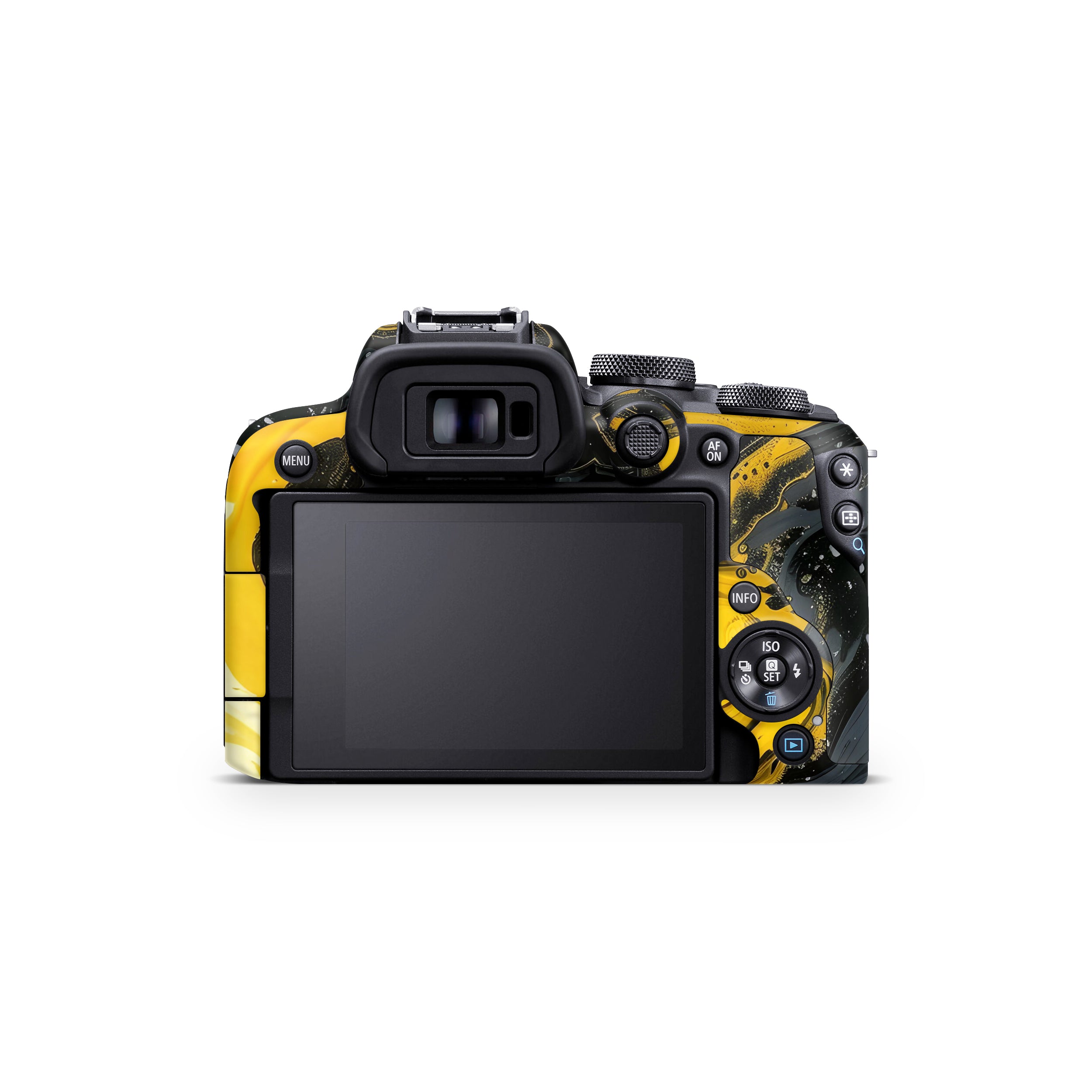 Yellow and Black Paint Swirls Canon EOS R10 Camera Skin