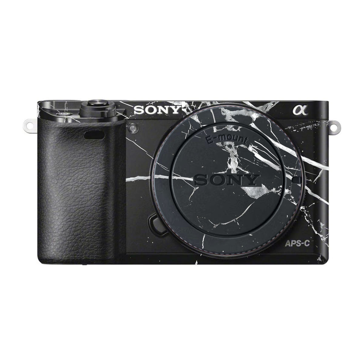 White Veins on Black Sony A6000 Camera Skins