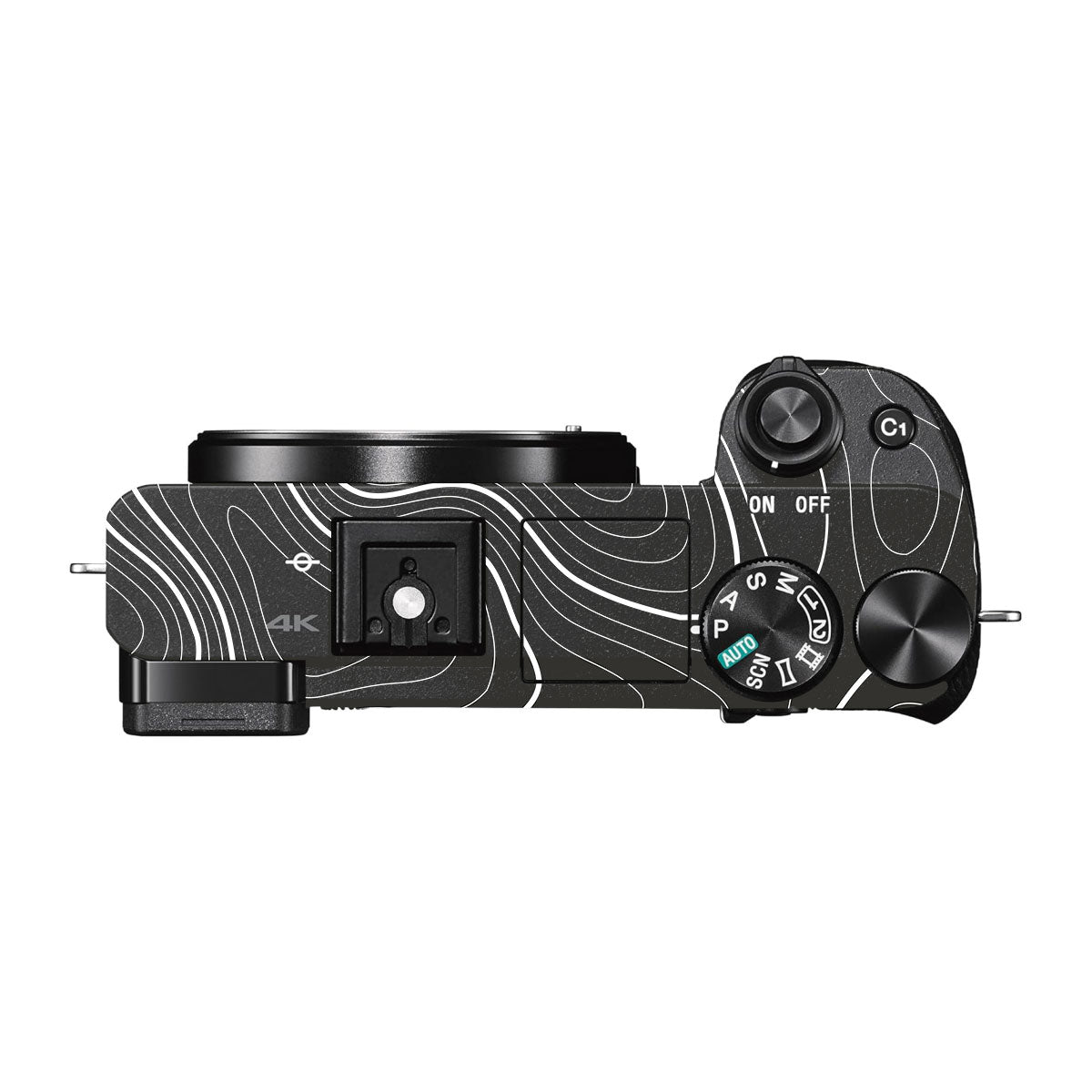 Grayscale Topographic Lines Sony A6300 Camera Skins