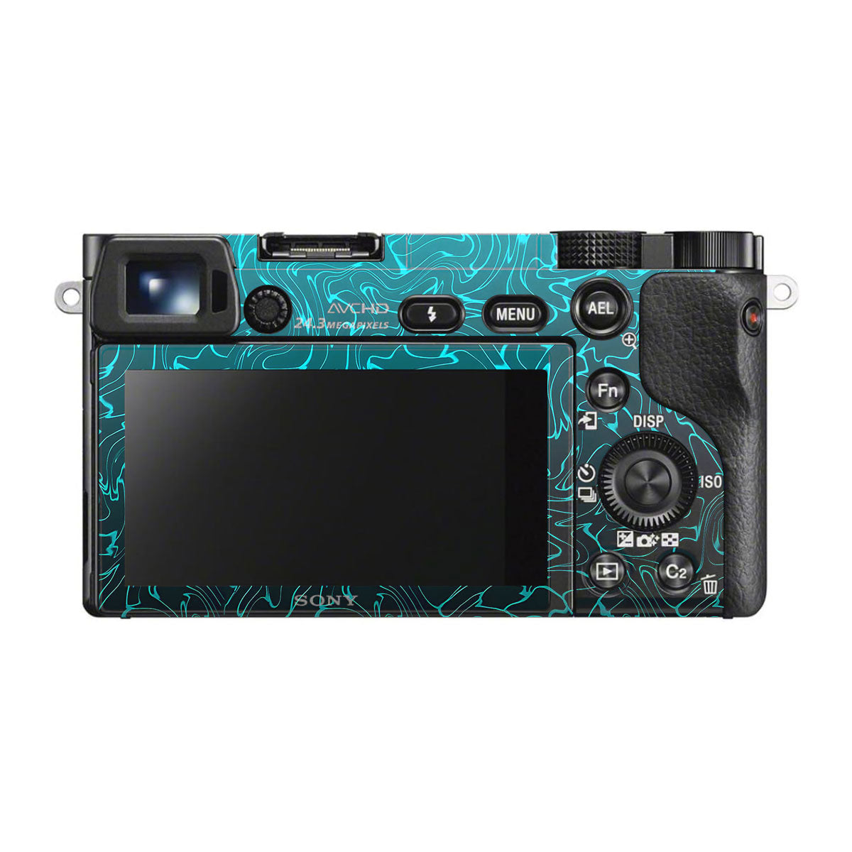 Cyan Blue to Black Gradient Sony A6300 Camera Skins