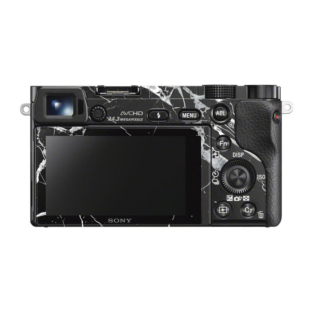 White Veins on Black Sony A6300 Camera Skins