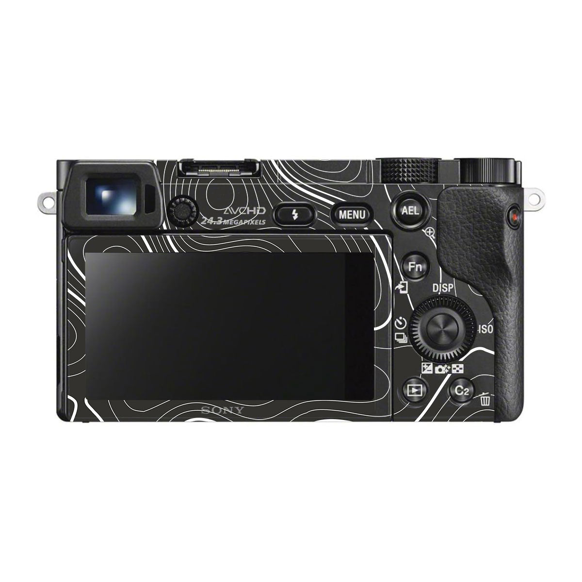 Grayscale Topographic Lines Sony A6500 Camera Skins