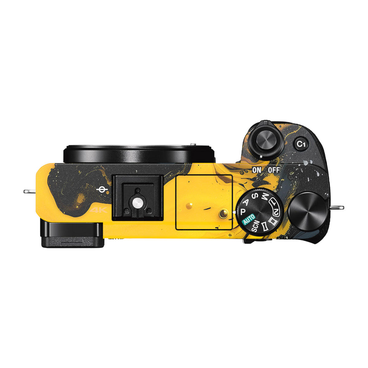 Yellow and Black Paint Swirls Sony A6500 Camera Skins