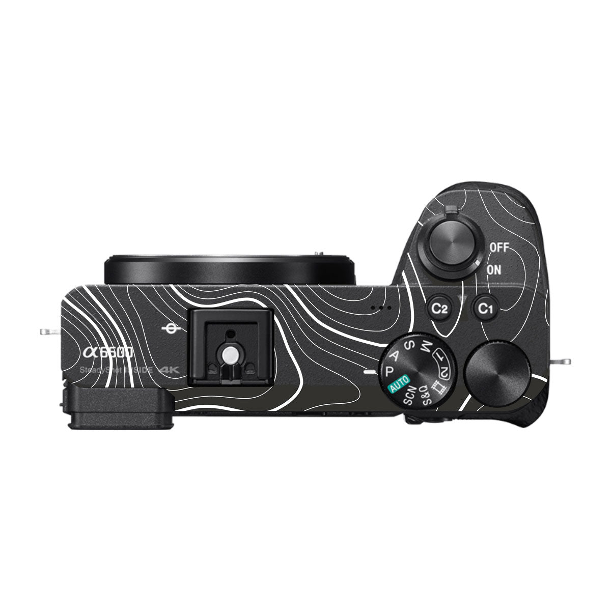 Grayscale Topographic Lines Sony A6600 Camera Skins