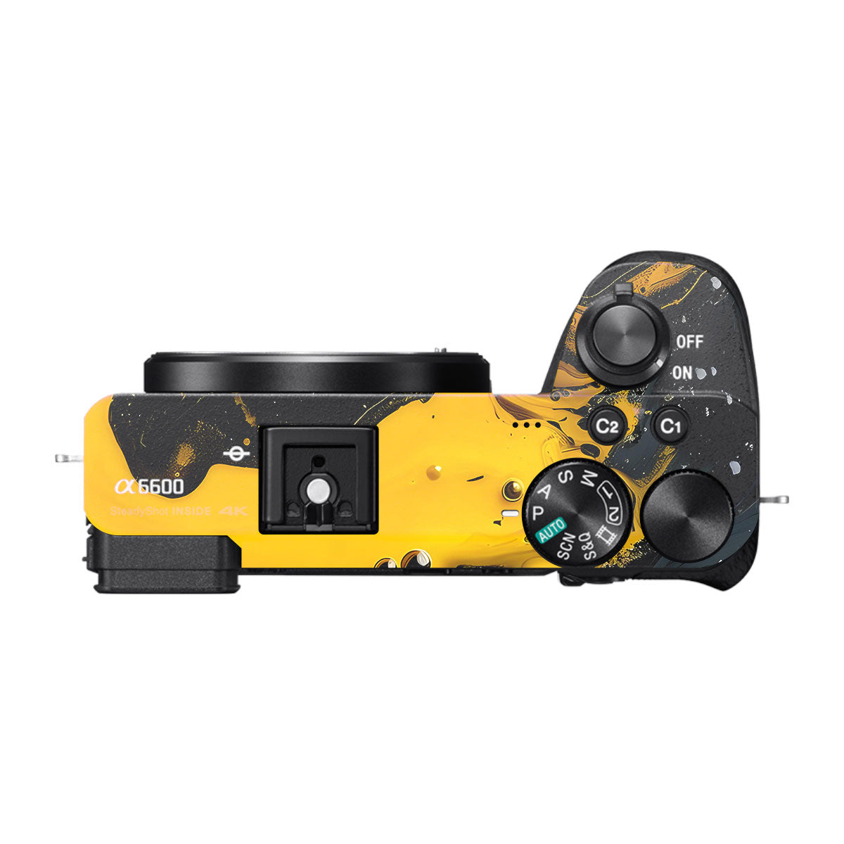 Yellow and Black Paint Swirls Sony A6600 Camera Skins