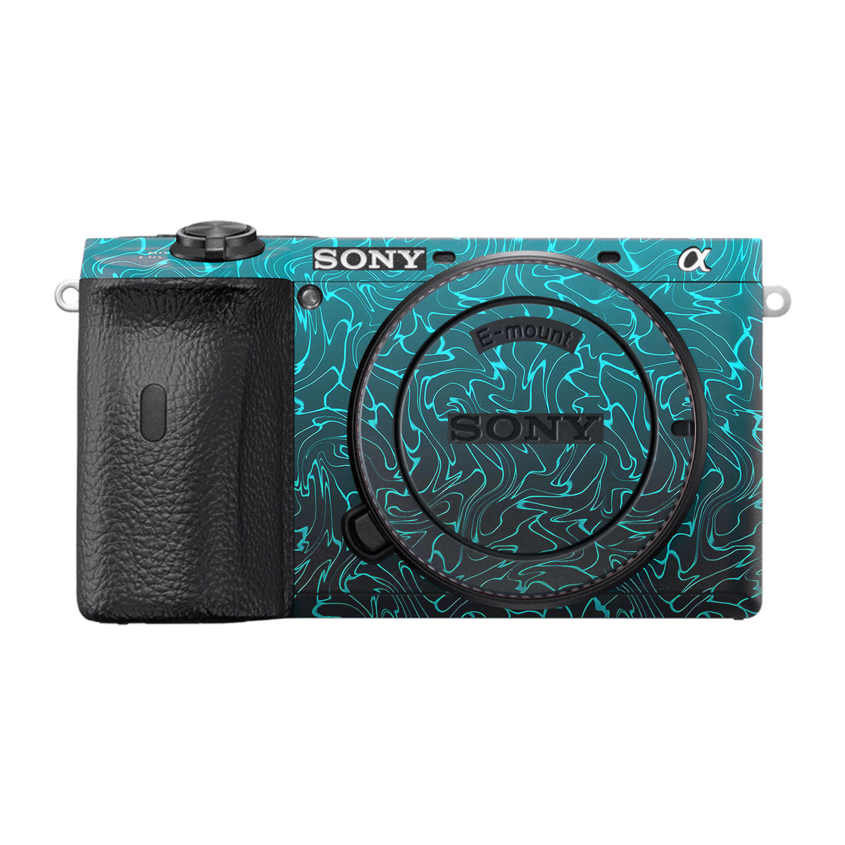 Cyan Blue to Black Gradient Sony A6600 Camera Skins