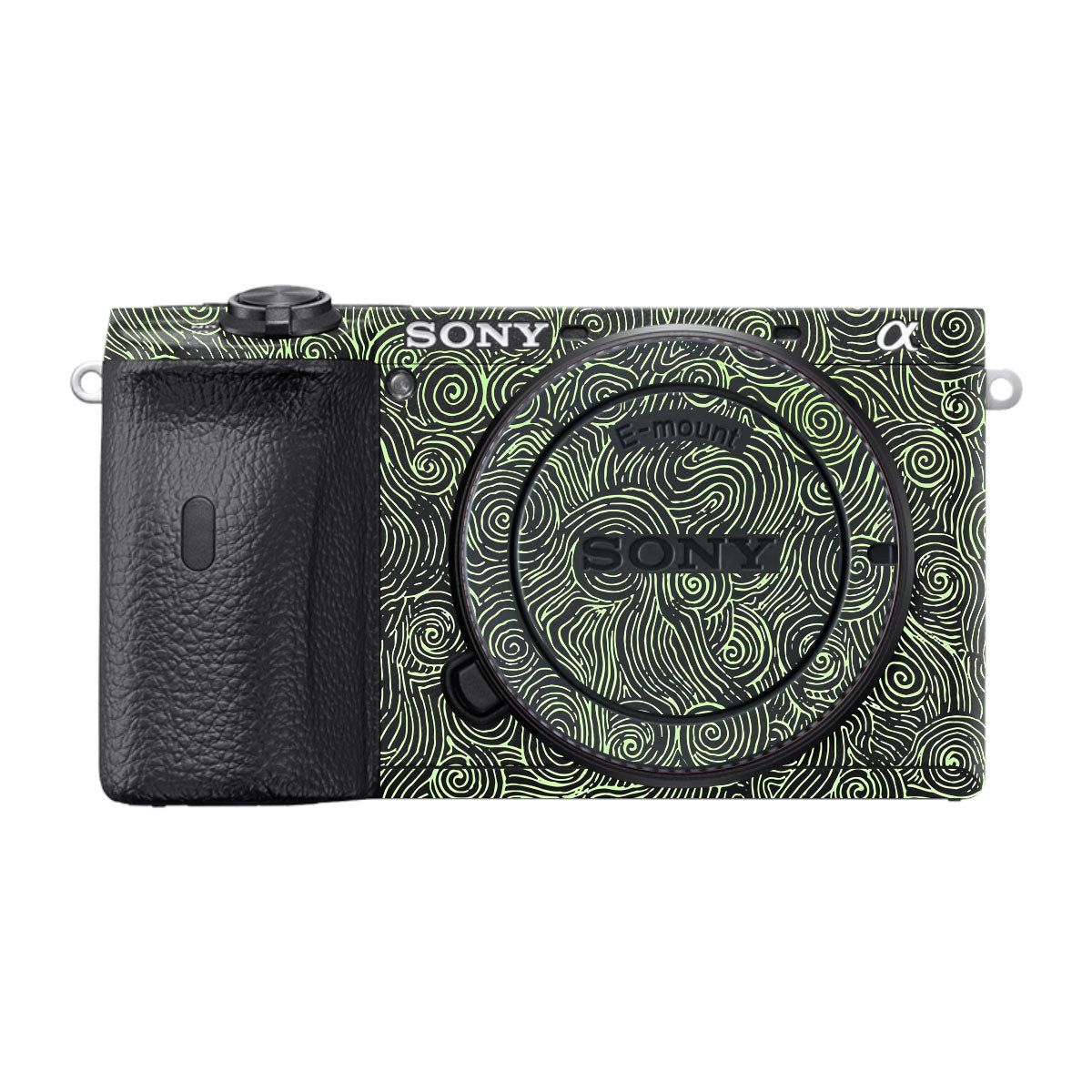 Green Spirals Sony A6600 Camera Skins