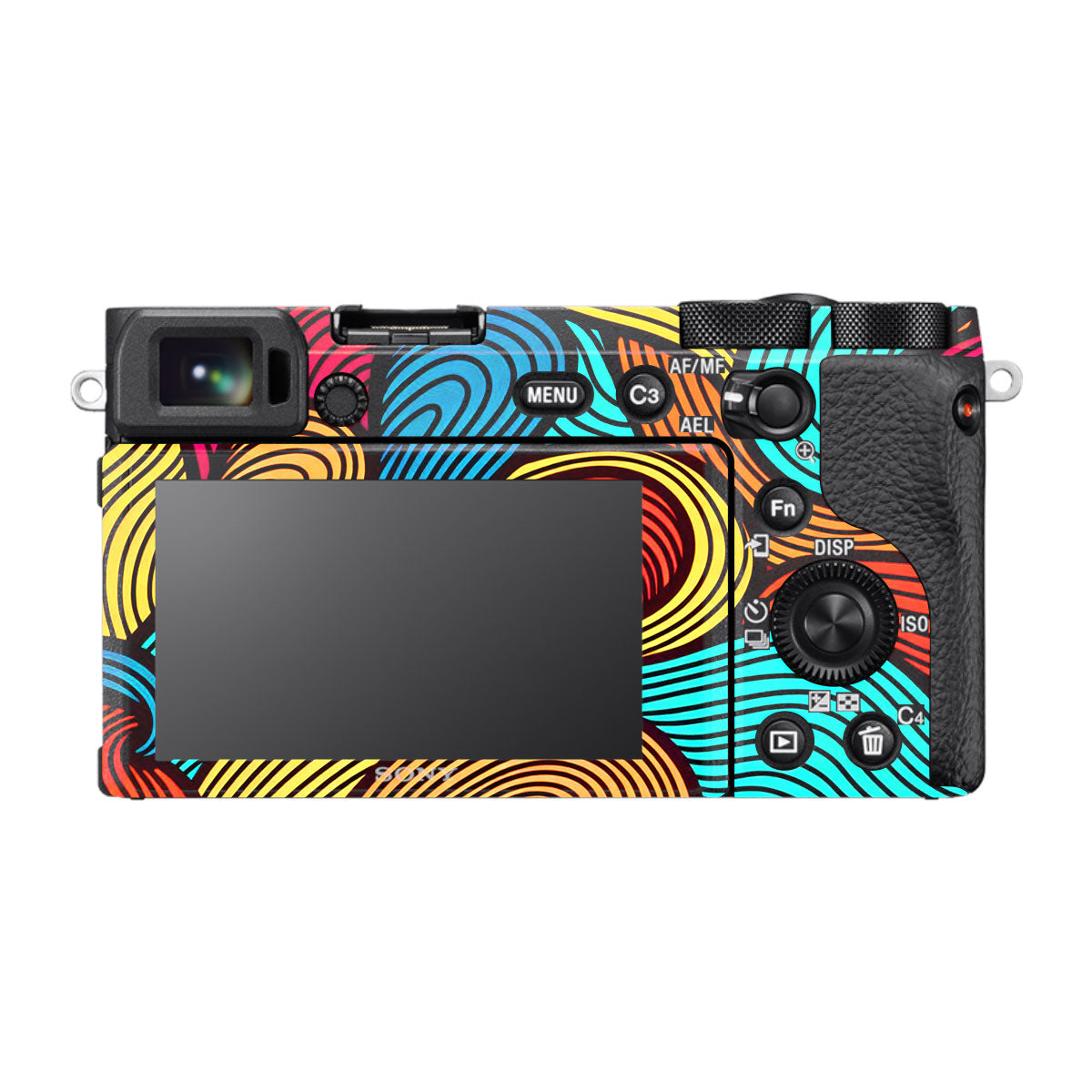Retro Colorful Doodle Art Pattern Sony A6600 Camera Skins