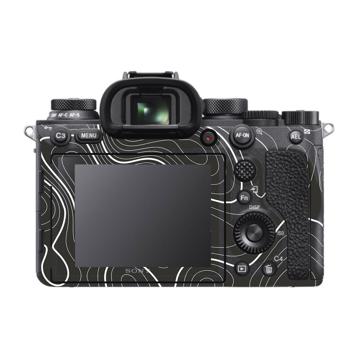 Grayscale Topographic Lines Sony A9 Camera Skins