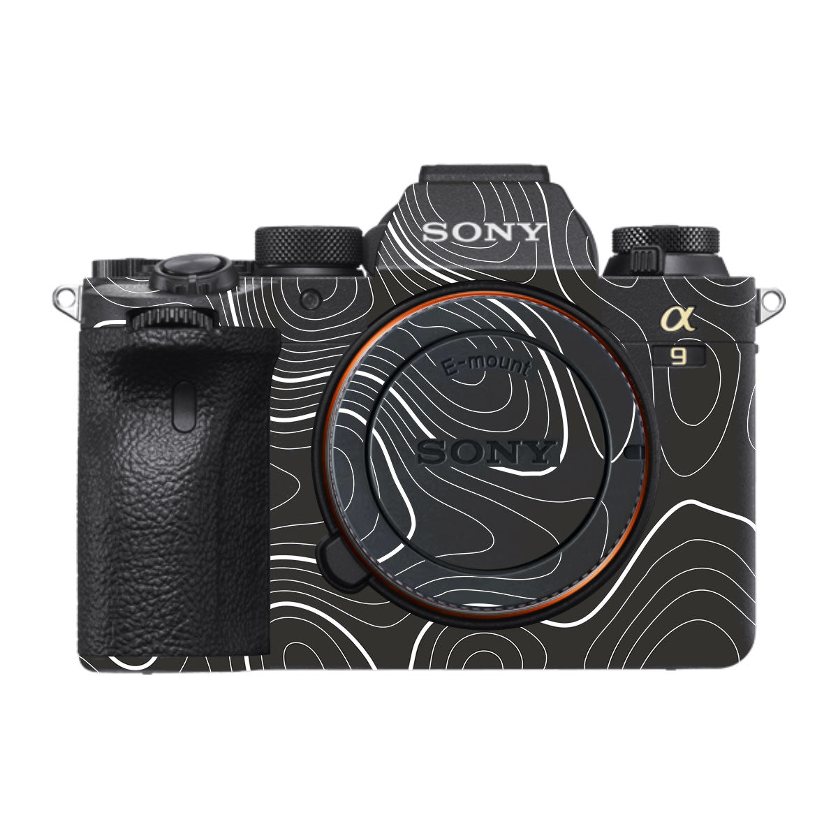 Grayscale Topographic Lines Sony A9 Camera Skins