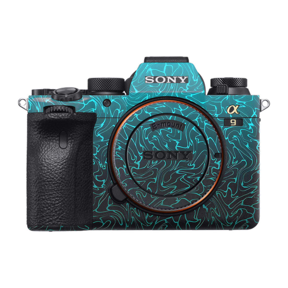 Cyan Blue to Black Gradient Sony A9 Camera Skins
